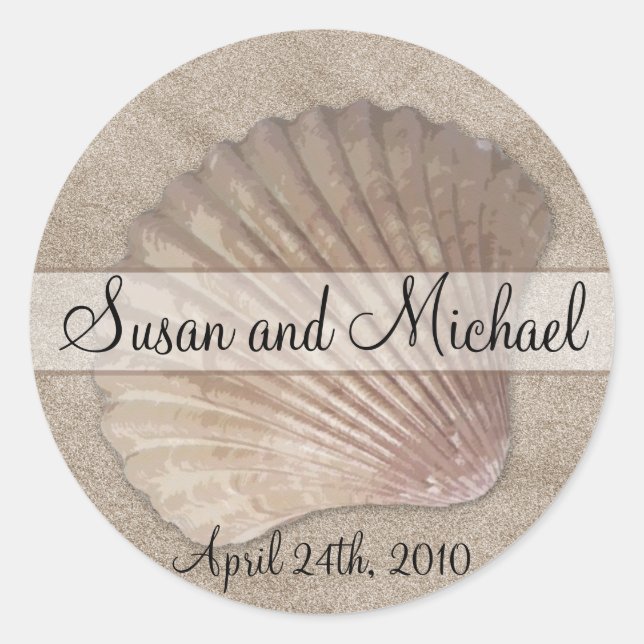 Stickers de mariage Sea Shell personnalisables (Devant)
