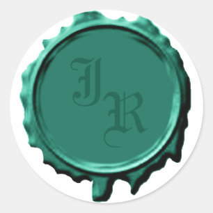 Stickers de mariage turquoise de phoque Monogramme