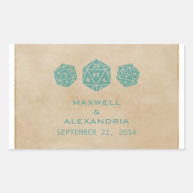 Stickers de mariage turquoise Grunge D20 Dice Game (Devant)