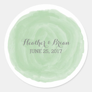 Stickers de mariage vert rond à l'aquarelle