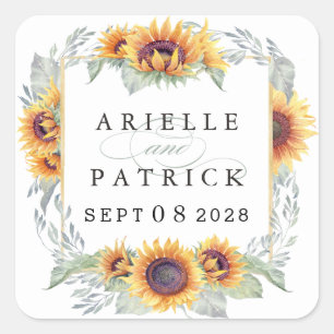 Stickers de mariage Vintage de tournesol