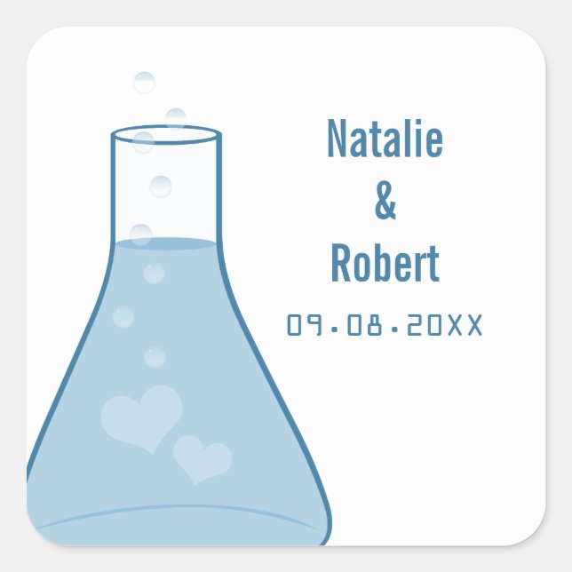 Stickers de mariage Whimsical Beaker, Bleu (Devant)