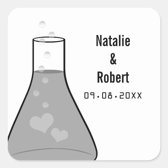 Stickers de mariage Whimsical Beaker, Gris (Devant)