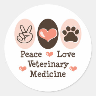 Stickers de médecine vétérinaire Peace Love 20 Pk