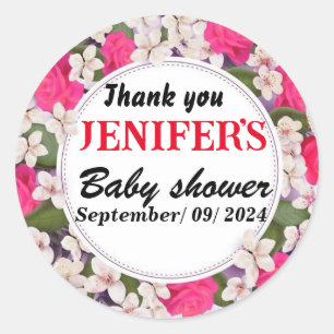 Stickers de Merci de Baby shower fleuri coloré