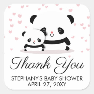Stickers de Merci de Baby shower Panda élégant
