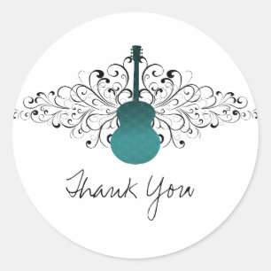 Stickers de Merci de guitare turquoise
