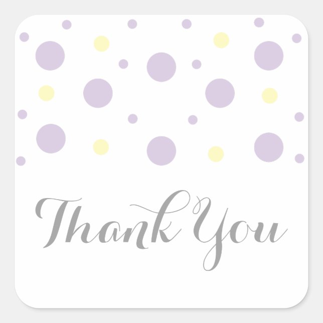 Stickers de Merci Mariage Confetti jaune violet (Devant)
