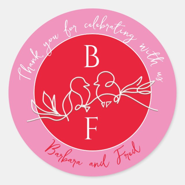 Stickers de Merci Mariage contemporain pour les fa (Devant)