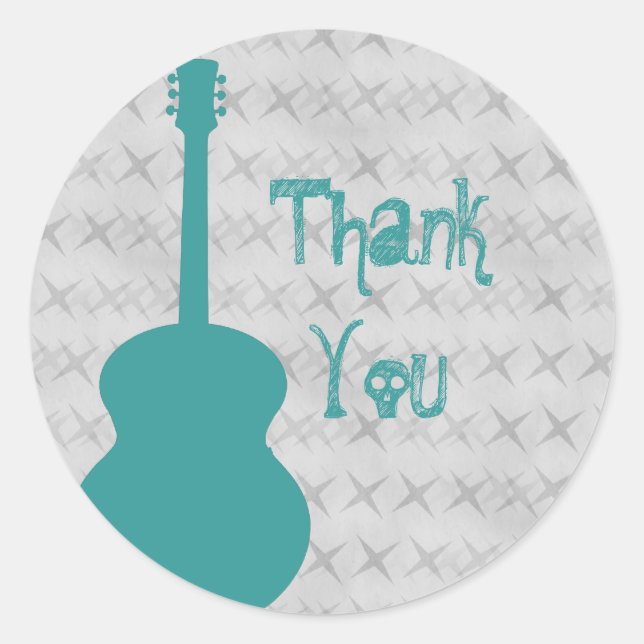 Stickers de Merci turquoise Guitare Grunge (Devant)