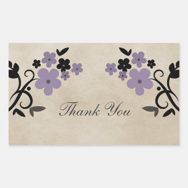 Stickers de Merci Vintage de fleurs pourpre (Devant)