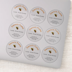 Stickers de miel sur mesure rond transparent