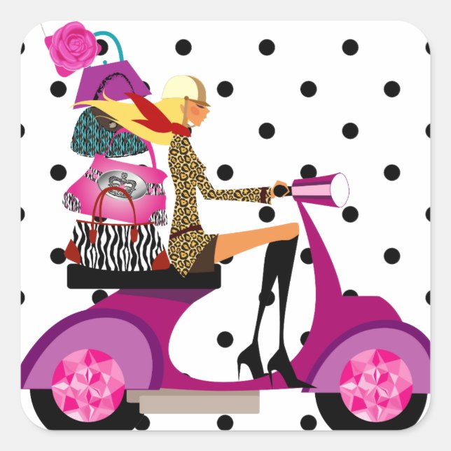 Stickers de mode Scooter femme porte-monnaie (Devant)