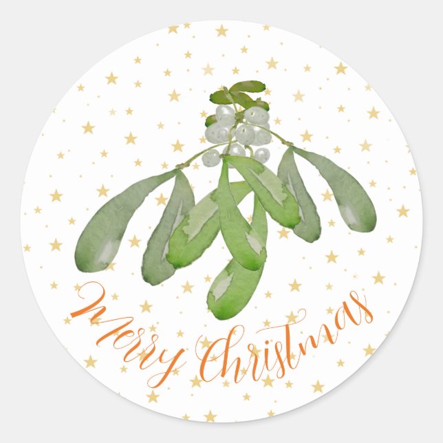 Stickers de Noël Aquarelle originale Mistletoe (Devant)