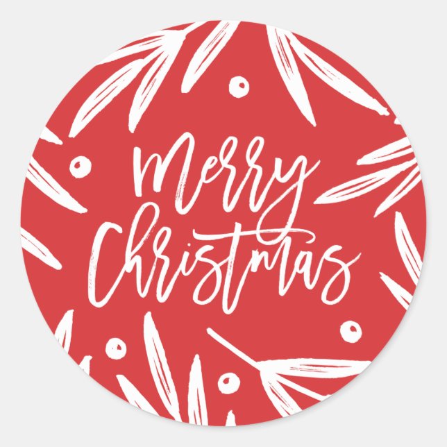 Stickers de Noël botanique moderne - Rouge (Devant)
