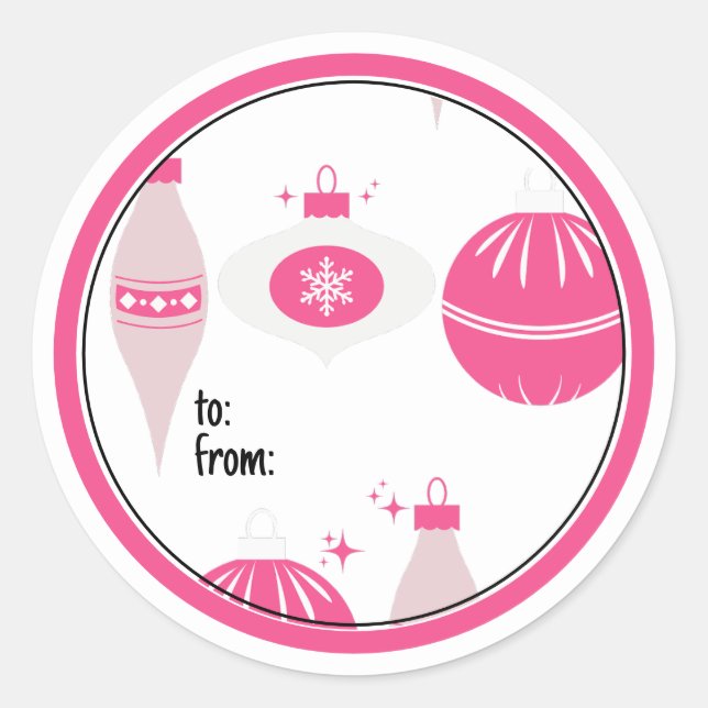 Stickers de Noël couleur rose et noir pour cadeaux (Devant)