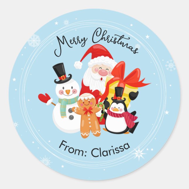 Stickers de Noël de mignons Père Noël et amis (Devant)