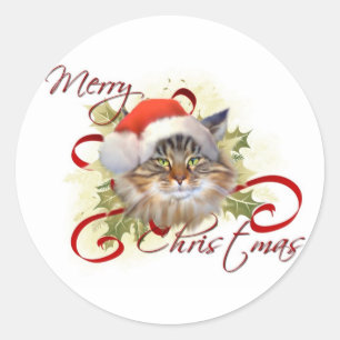 Stickers de Noël en chat de Maine Coon