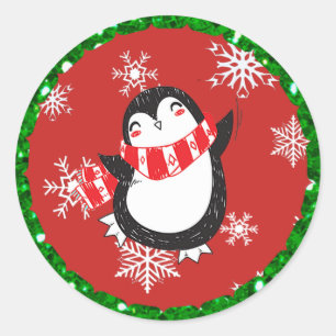 Stickers de Noël en pingouin rouge et noir
