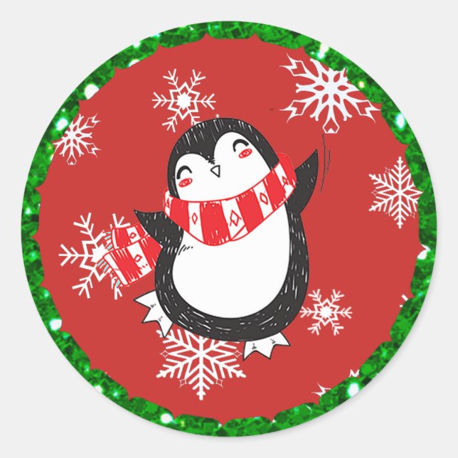 Stickers de Noël en pingouin rouge et noir (Devant)