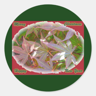 Stickers de Noël Feuille Rouge Vert érable
