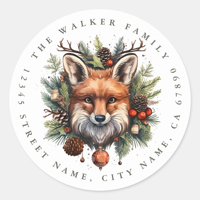 Stickers de Noël Fox Round (Devant)