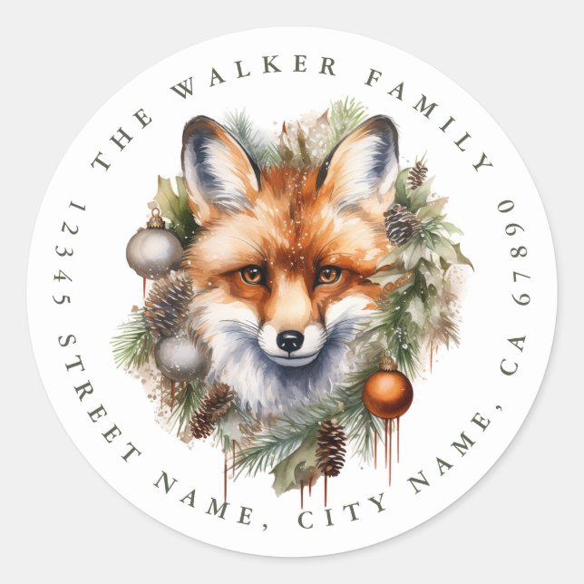 Stickers de Noël Fox Round (Devant)