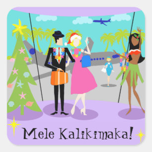 Stickers de Noël hawaïen rétro