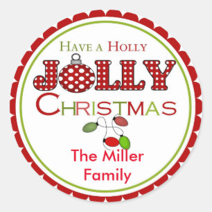 Stickers de Noël Holly Jolly Étiquettes