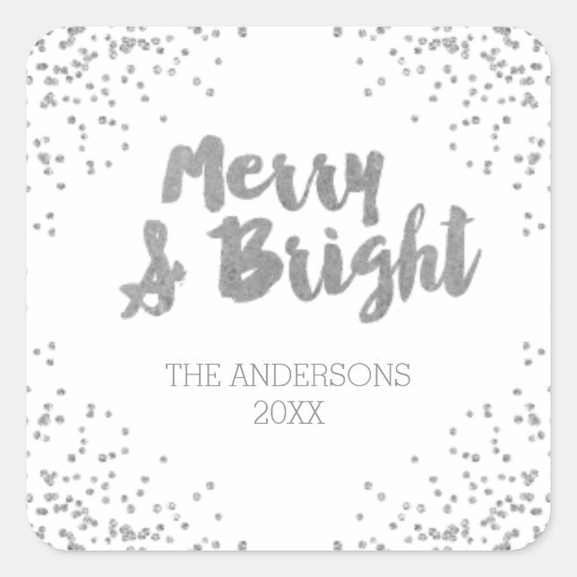 Stickers de Noël Joyeux et argent brillant (Devant)