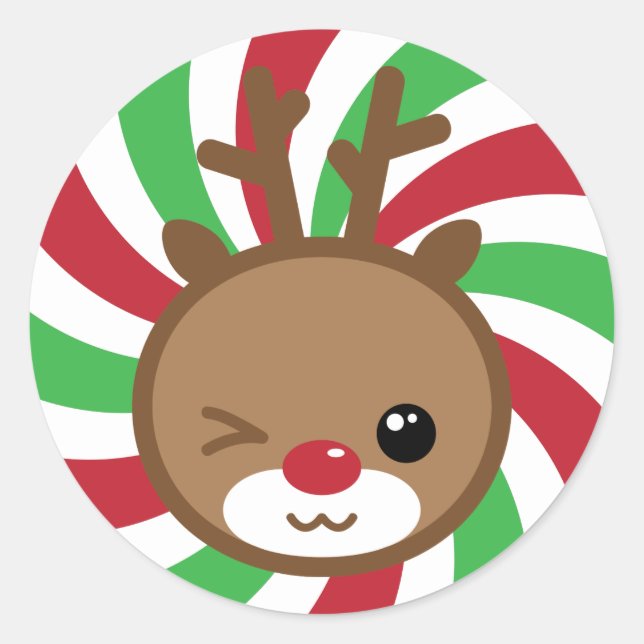 Stickers de Noël Kawaii Reindeer (Devant)