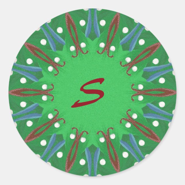 Stickers de Noël Monogramme de kaléidoscope (Devant)