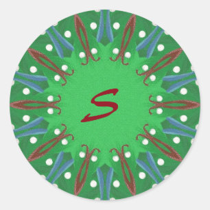 Stickers de Noël Monogramme de kaléidoscope