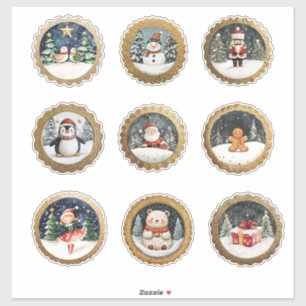 Stickers de Noël Or Circulaire et Sceau d'envelopp