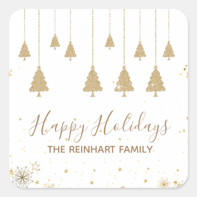 Stickers de Noël parties scintillant or élégant (Devant)