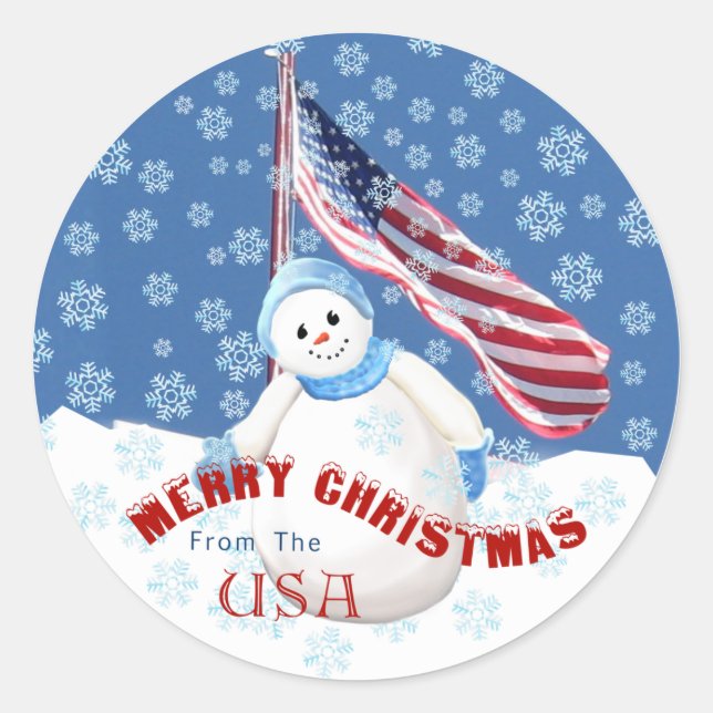 Stickers de Noël Patriotique Snowman avec American (Devant)