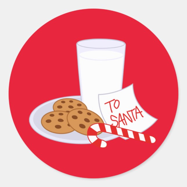 Stickers de Noël/Père Noël Lait et cookies (Devant)