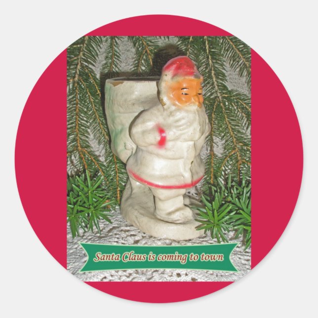Stickers de Noël Père Noël Papier Mache blanc (Devant)