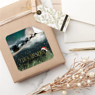 Stickers de Noël père Noël Sleigh Reindeer