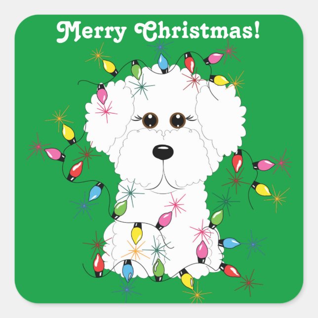 Stickers de Noël personnalisables Bichon Frise (Devant)