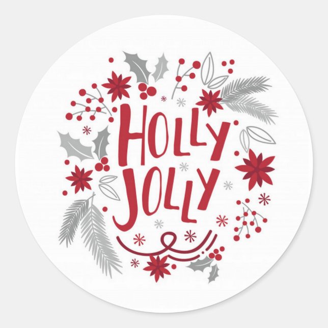 Stickers de Noël personnalisables Holly Jolly (Devant)