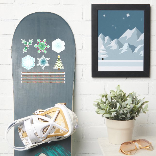 Stickers de Noël personnalisés #2 (Snowboard)
