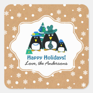 Stickers de Noël personnalisés de la famille des