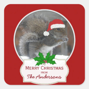 Stickers de Noël personnalisés père Noël Squirrel