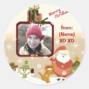 Stickers de Noël photo personnalisée vintage