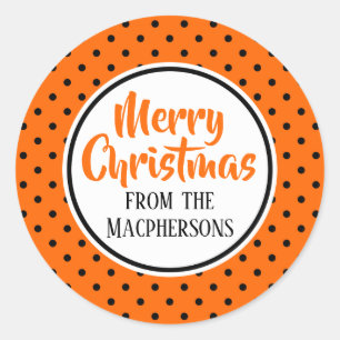 Stickers de Noël Pois orange/noir
