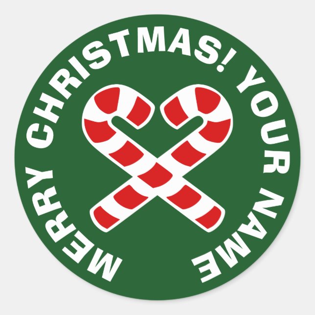 stickers de Noël rond avec coeur sucre de canne (Devant)