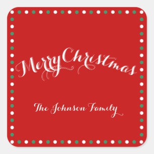 Stickers De Noël Rouge, Blanc Et Vert Carré