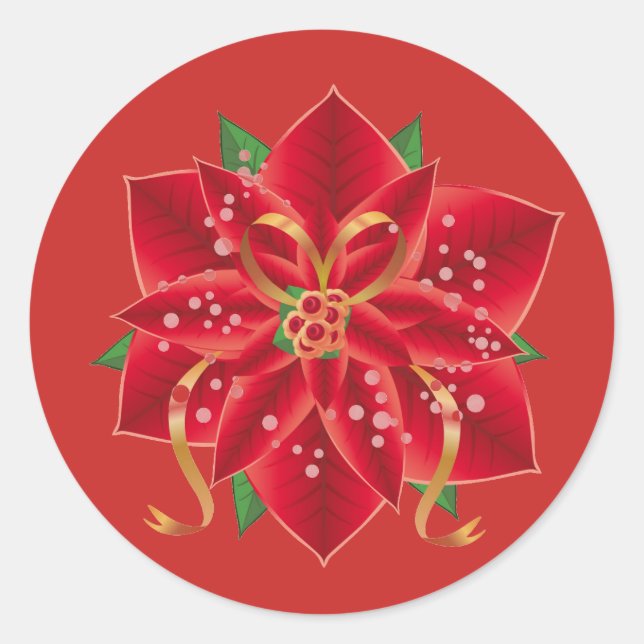 Stickers de Noël-Rouge Poinsettia (Devant)