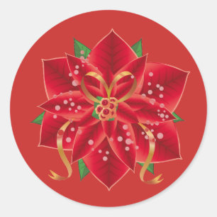 Stickers de Noël-Rouge Poinsettia